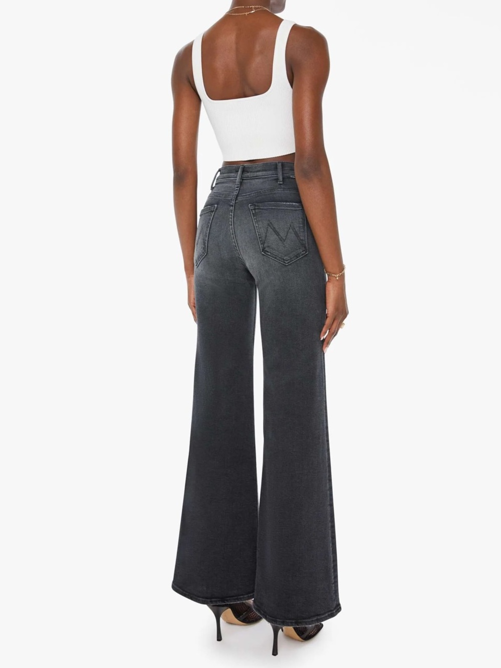 Mother The Hustler Roller Sneak Jeans in Not Today Satan Grey Black Wash Size 30 - Picture 3 of 10